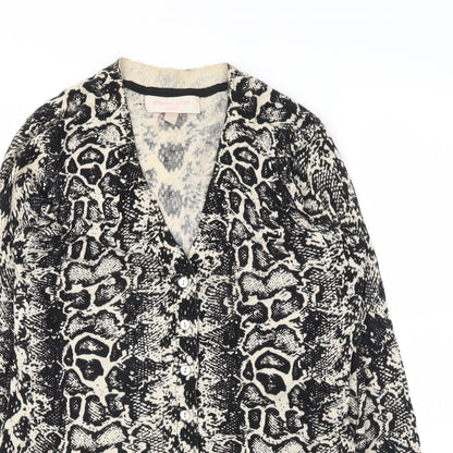 Gharani Strok Womens Black Animal Print  Cardigan Jumper Size S