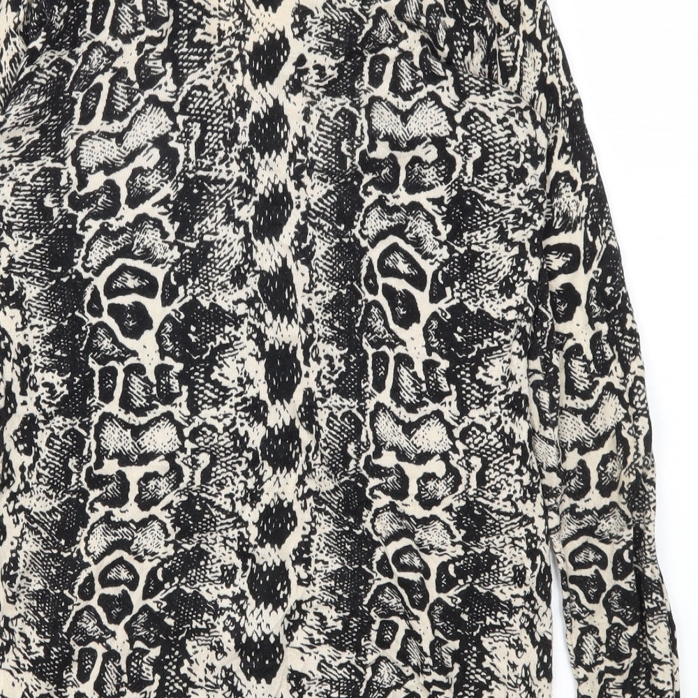 Gharani Strok Womens Black Animal Print  Cardigan Jumper Size S