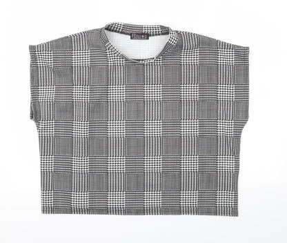 feeling  Womens Black Check  Basic T-Shirt Size M