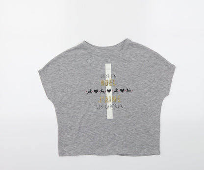 River Island Girls Grey   Basic T-Shirt Size 5-6 Years