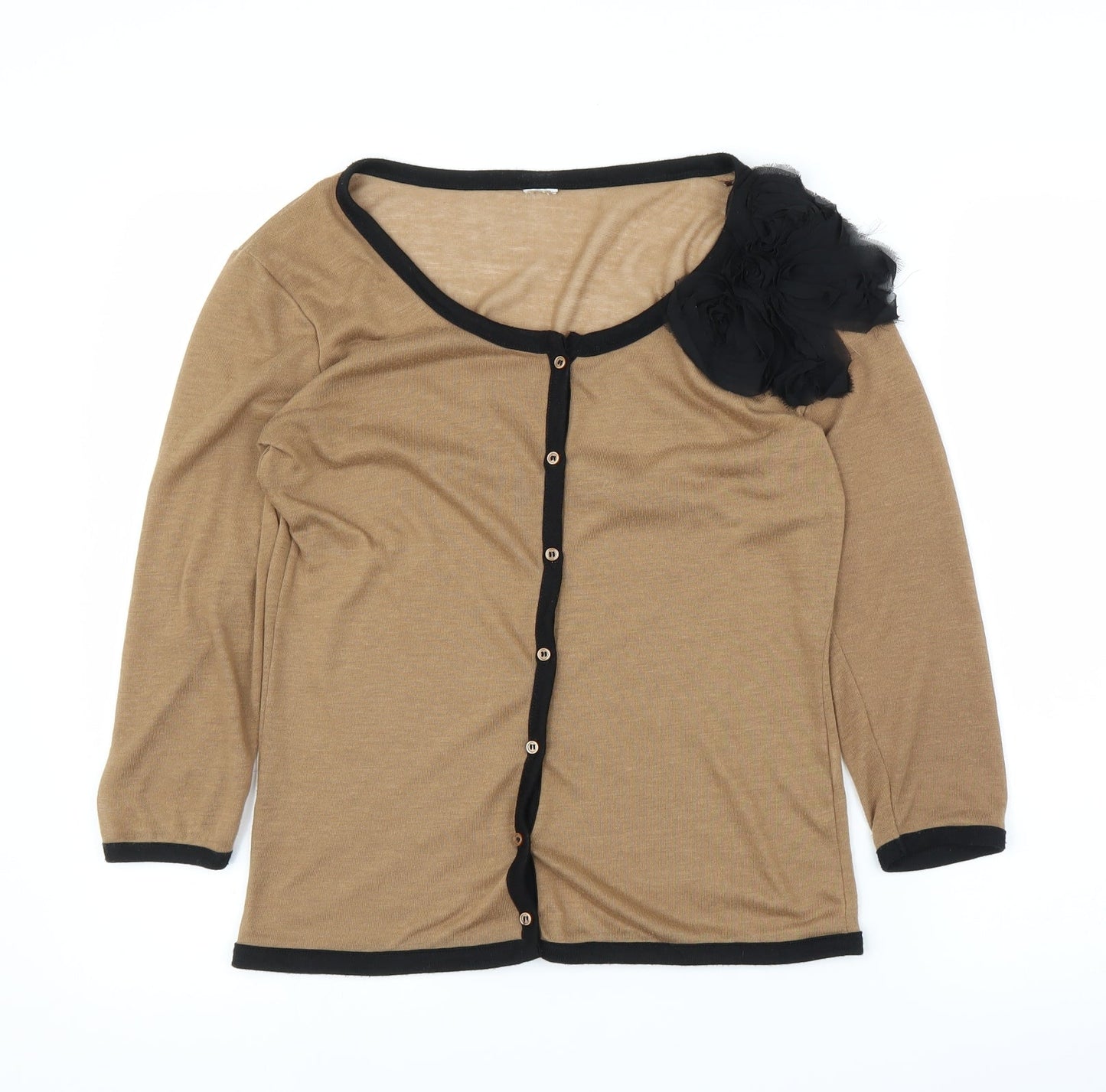 Preworn Womens Brown   Cardigan Jumper Size M  - Flower