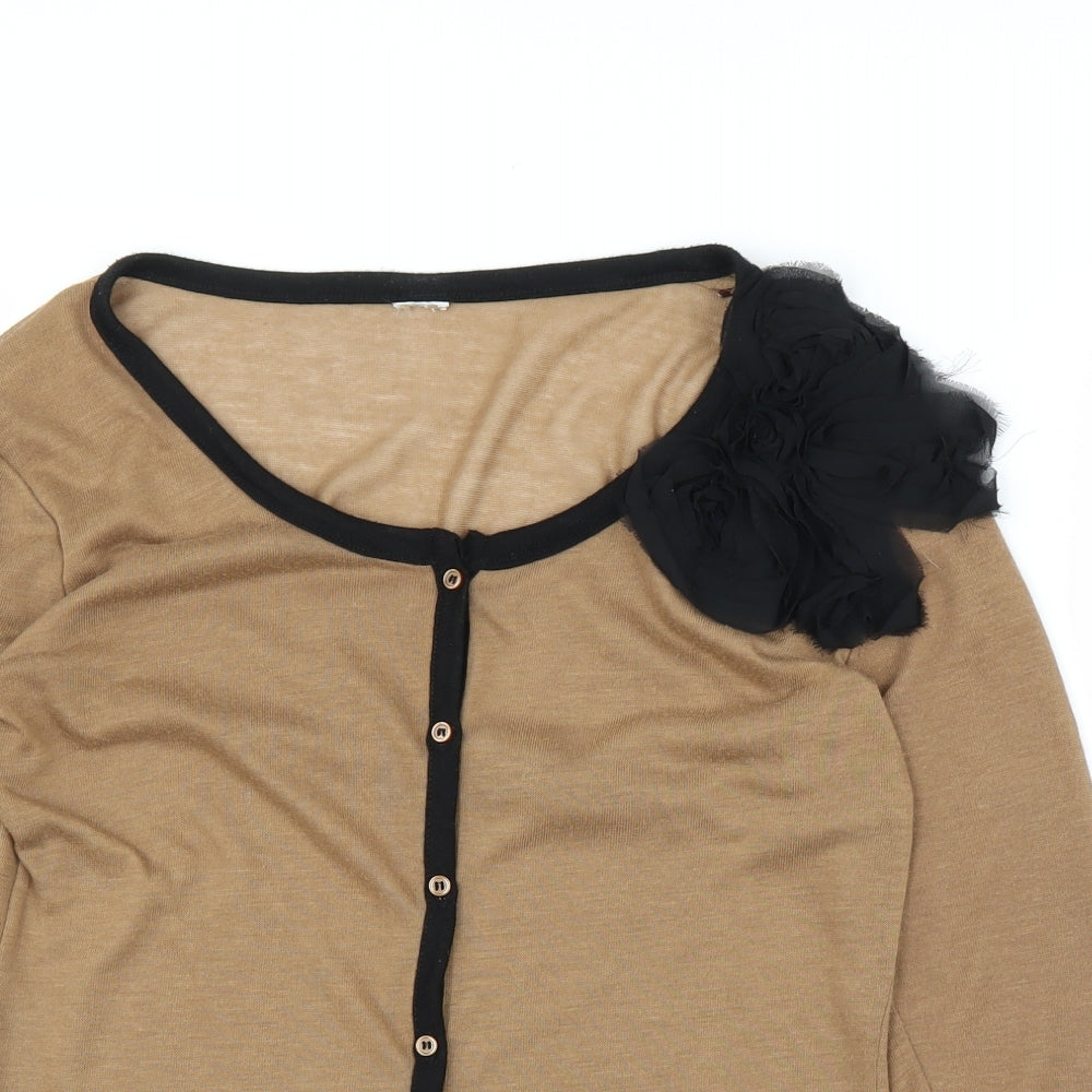 Preworn Womens Brown   Cardigan Jumper Size M  - Flower