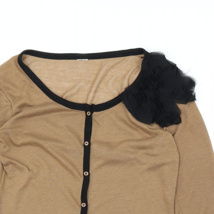 Preworn Womens Brown   Cardigan Jumper Size M  - Flower