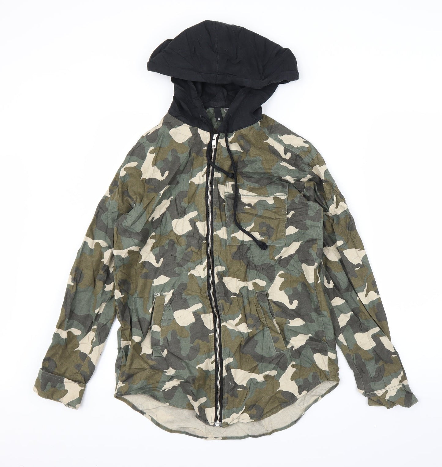 H&M Womens Green Camouflage  Full Zip Hoodie Size 6