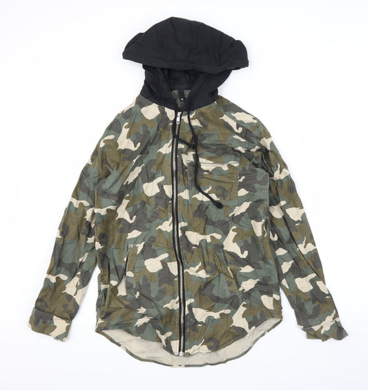 H&M Womens Green Camouflage  Full Zip Hoodie Size 6