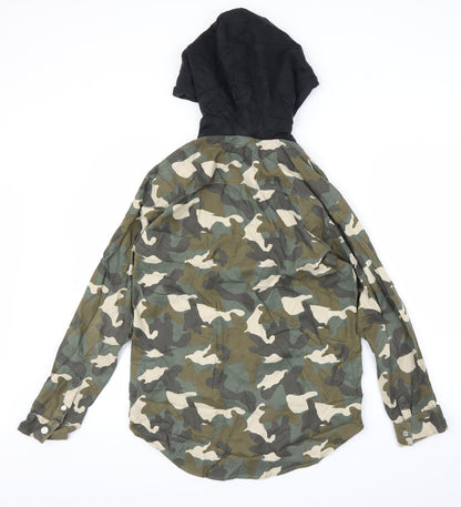 H&M Womens Green Camouflage  Full Zip Hoodie Size 6