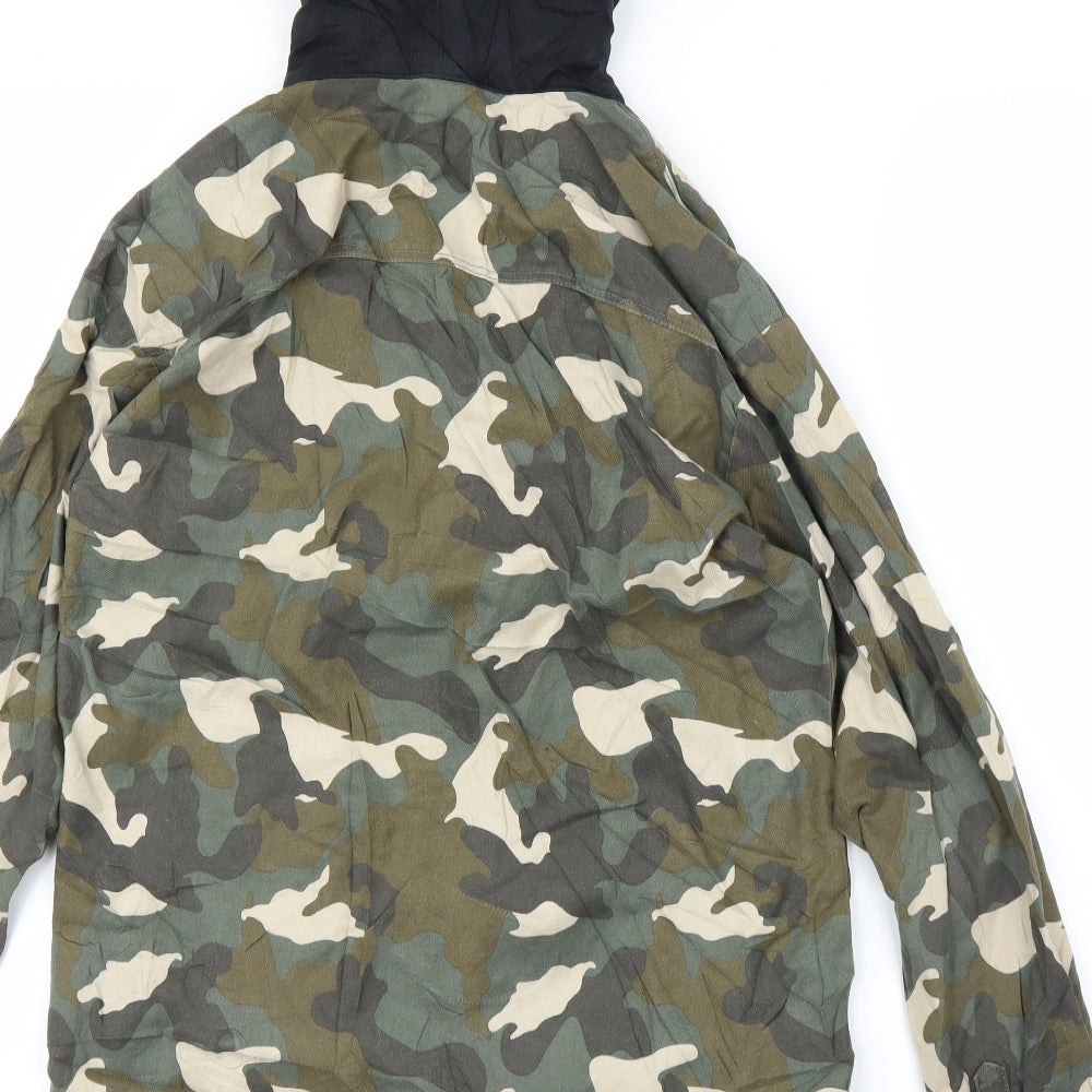H&M Womens Green Camouflage  Full Zip Hoodie Size 6
