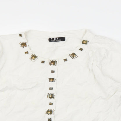 Womens UK Size M Sky Designs White Basic Blouse