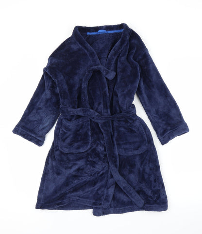M&S Boys Blue Solid   Robe Size 7 Years