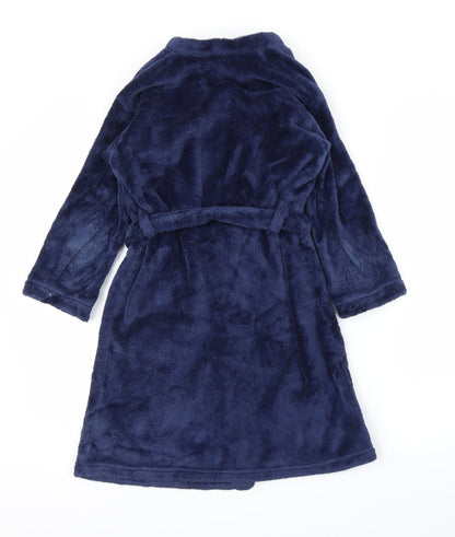 M&S Boys Blue Solid   Robe Size 7 Years