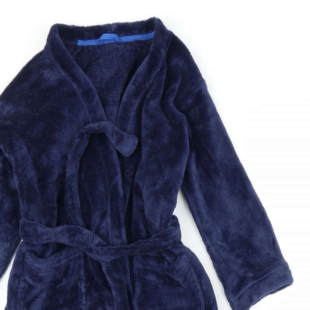 M&S Boys Blue Solid   Robe Size 7 Years