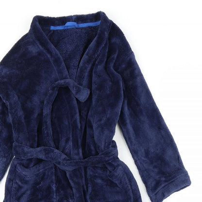 M&S Boys Blue Solid   Robe Size 7 Years