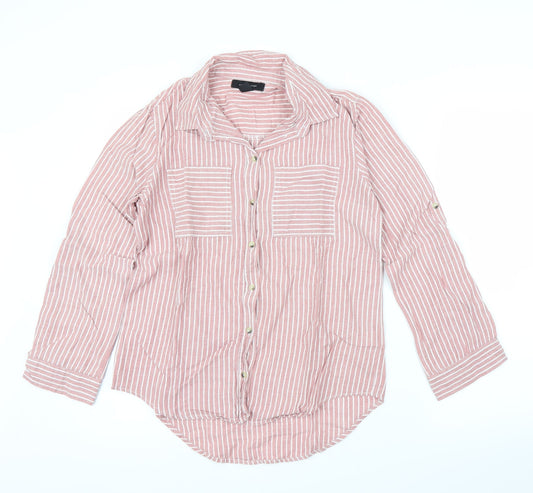 Primark Womens Pink Striped  Basic Button-Up Size 10