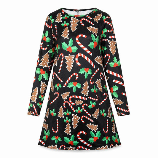 Front view of Fashion women’s black a-line, size L, - christmas
