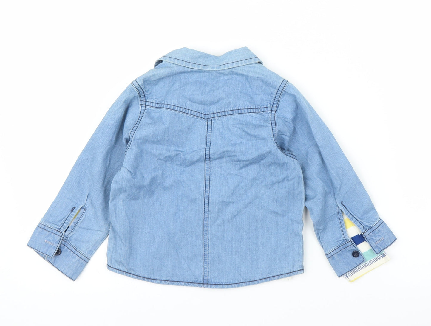 M&S Boys Blue Striped Denim Basic T-Shirt Size 18-24 Months  - Two part set, shirt included