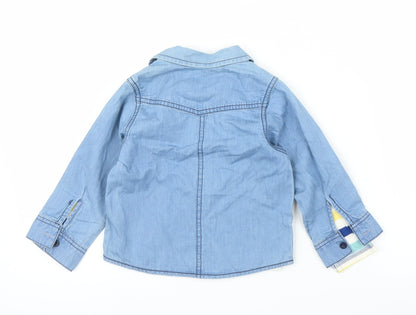 M&S Boys Blue Striped Denim Basic T-Shirt Size 18-24 Months  - Two part set, shirt included