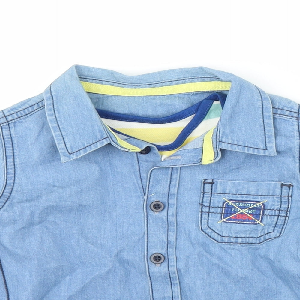 M&S Boys Blue Striped Denim Basic T-Shirt Size 18-24 Months  - Two part set, shirt included