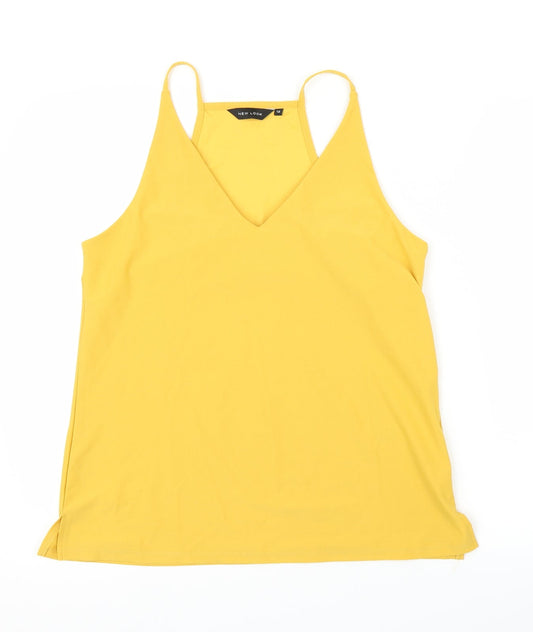 Womens UK Size 12 New Look Yellow Basic Blouse