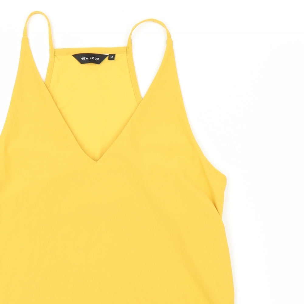 Womens UK Size 12 New Look Yellow Basic Blouse