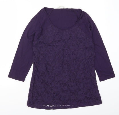 Womens UK Size 10 BHS Purple Basic T-Shirt