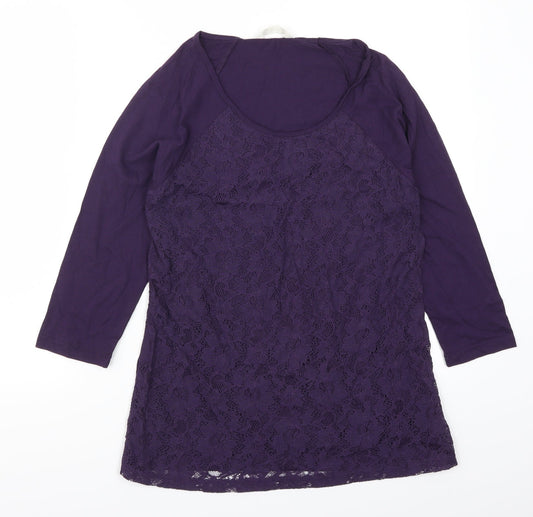 Womens UK Size 10 BHS Purple Basic T-Shirt