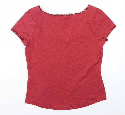 Per Una Womens Red   Basic T-Shirt Size 14  - Fabric Flowers