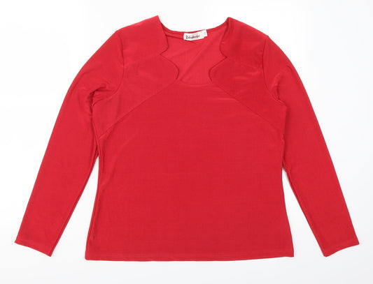 Womens UK Size 14 Kaleidoscope Red Basic T-Shirt