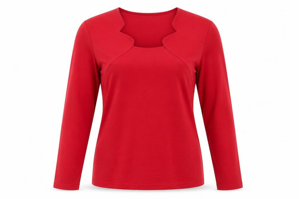 Womens UK Size 14 Kaleidoscope Red Basic T-Shirt