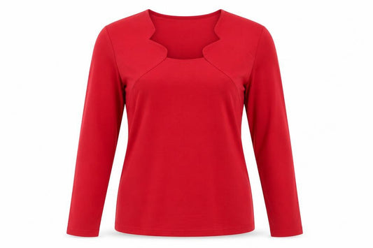 Womens UK Size 14 Kaleidoscope Red Basic T-Shirt