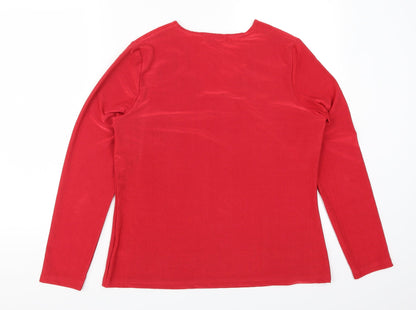 Womens UK Size 14 Kaleidoscope Red Basic T-Shirt