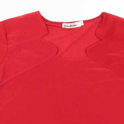 Womens UK Size 14 Kaleidoscope Red Basic T-Shirt