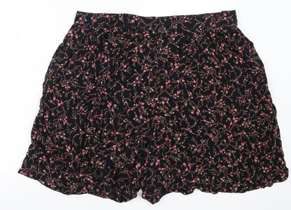 Preworn Womens Black Floral  Mom Shorts Size 36 in - Pink Flowers