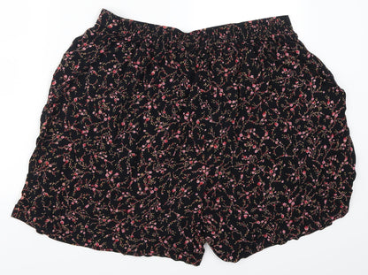Preworn Womens Black Floral  Mom Shorts Size 36 in - Pink Flowers