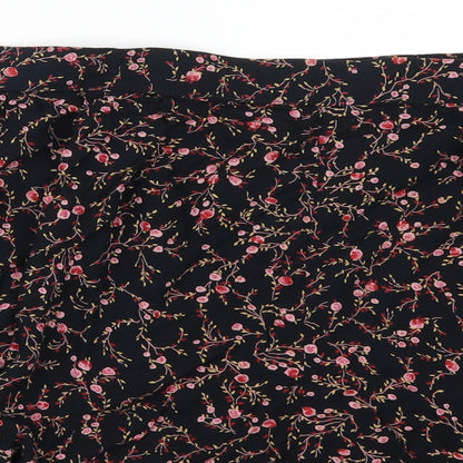 Preworn Womens Black Floral  Mom Shorts Size 36 in - Pink Flowers