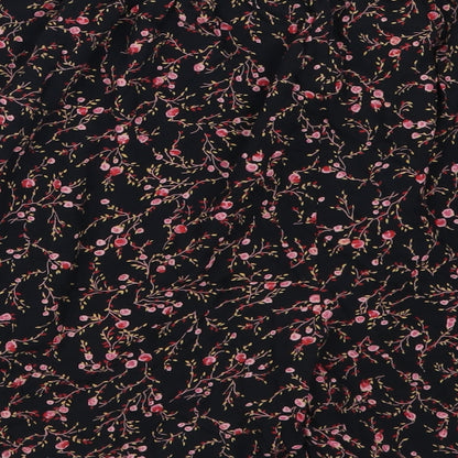 Preworn Womens Black Floral  Mom Shorts Size 36 in - Pink Flowers