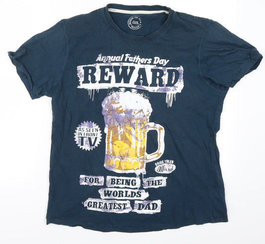 Peacocks Mens Blue    T-Shirt Size L  - Annual Fathers Day Reward Beer