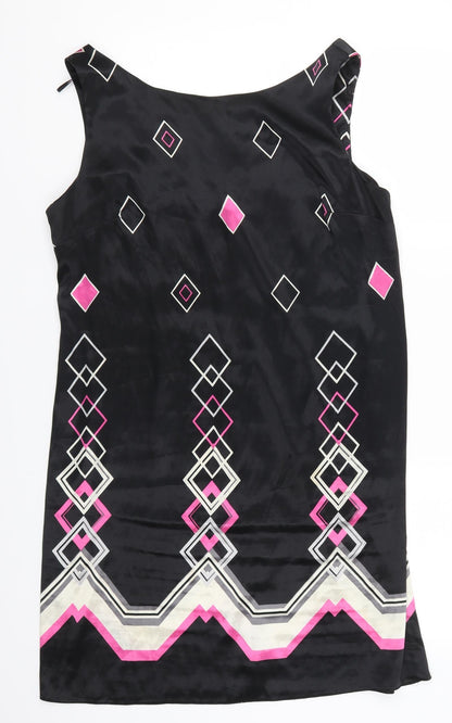 Marina Kaneva Womens Black Geometric  Tank Dress  Size 14  - Pink