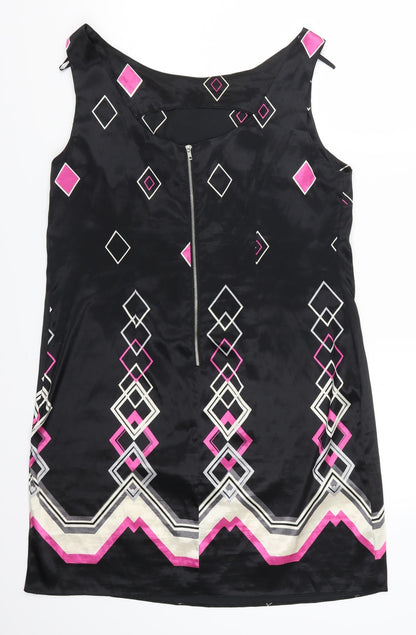 Marina Kaneva Womens Black Geometric  Tank Dress  Size 14  - Pink
