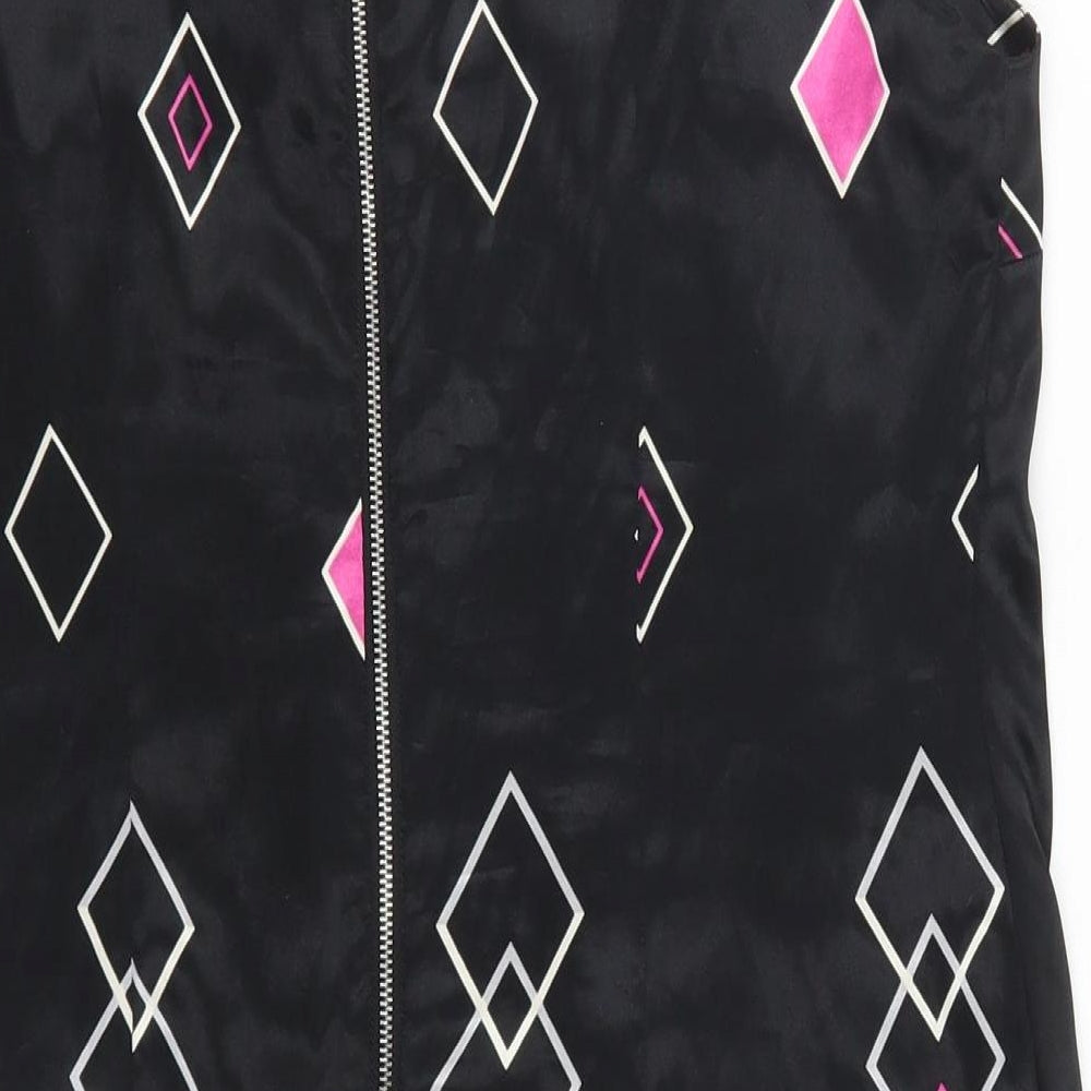 Marina Kaneva Womens Black Geometric  Tank Dress  Size 14  - Pink