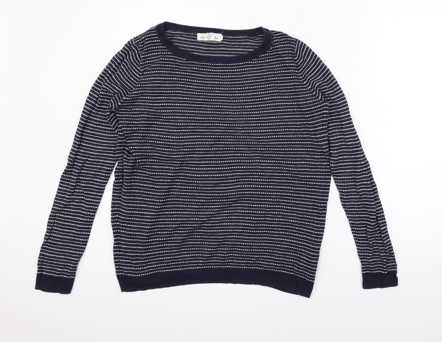 LOGG Womens Blue Striped  Pullover Jumper Size S