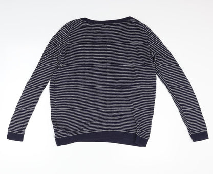 LOGG Womens Blue Striped  Pullover Jumper Size S