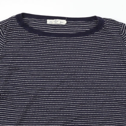 LOGG Womens Blue Striped  Pullover Jumper Size S