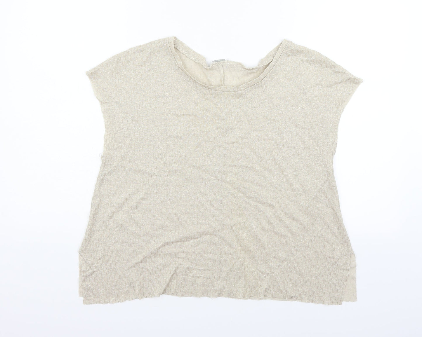 Womens UK Size S Zara Beige Basic T-Shirt