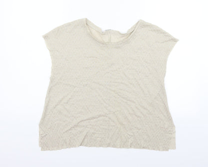Womens UK Size S Zara Beige Basic T-Shirt