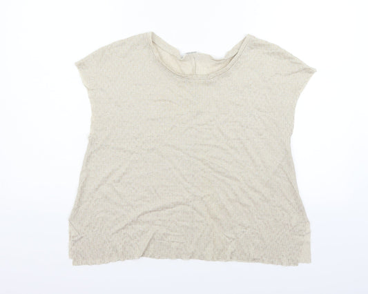Womens UK Size S Zara Beige Basic T-Shirt