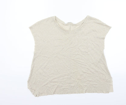 Womens UK Size S Zara Beige Basic T-Shirt