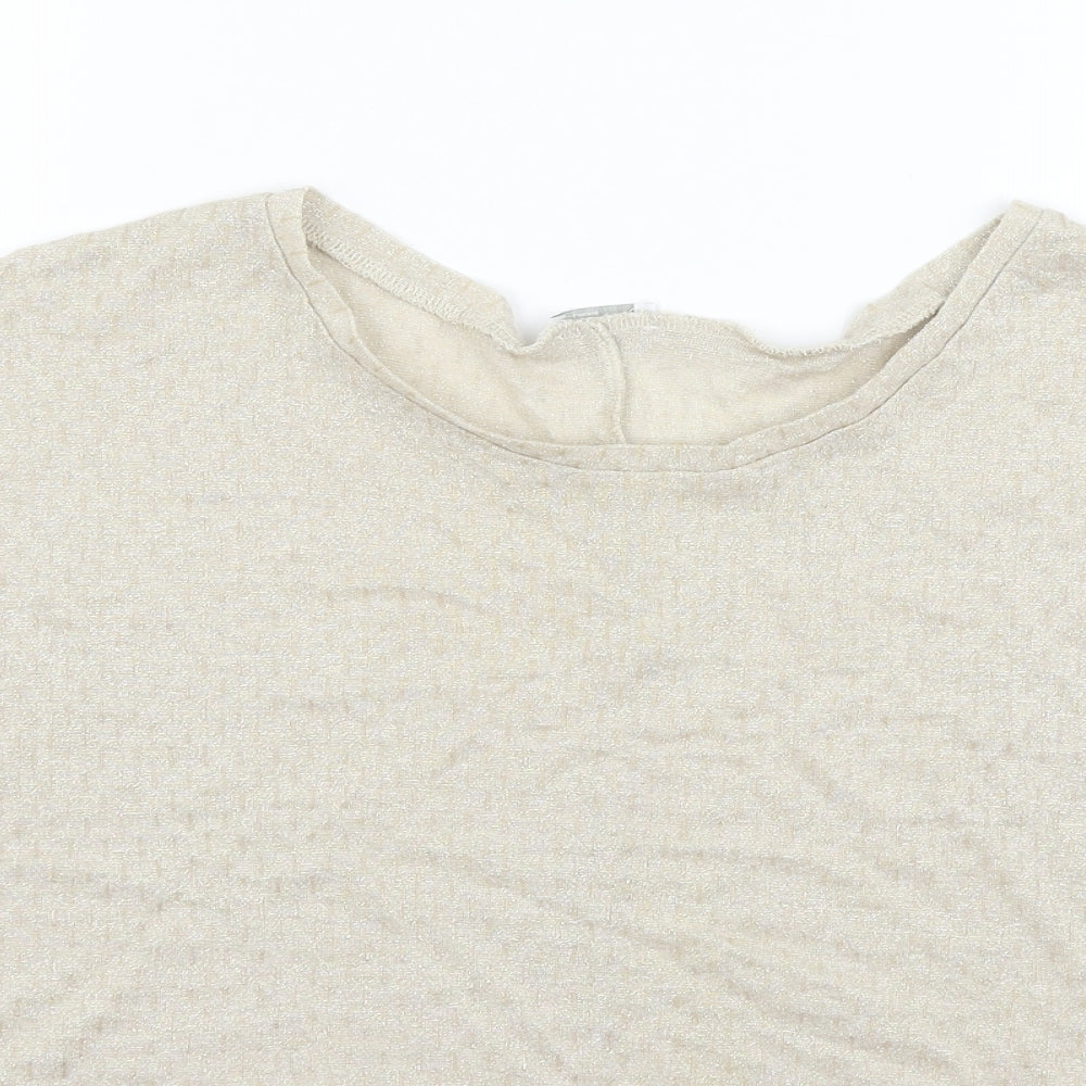 Womens UK Size S Zara Beige Basic T-Shirt