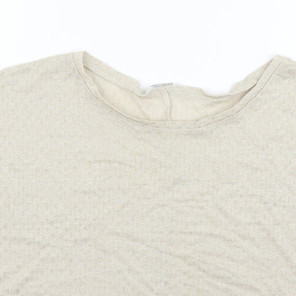 Womens UK Size S Zara Beige Basic T-Shirt