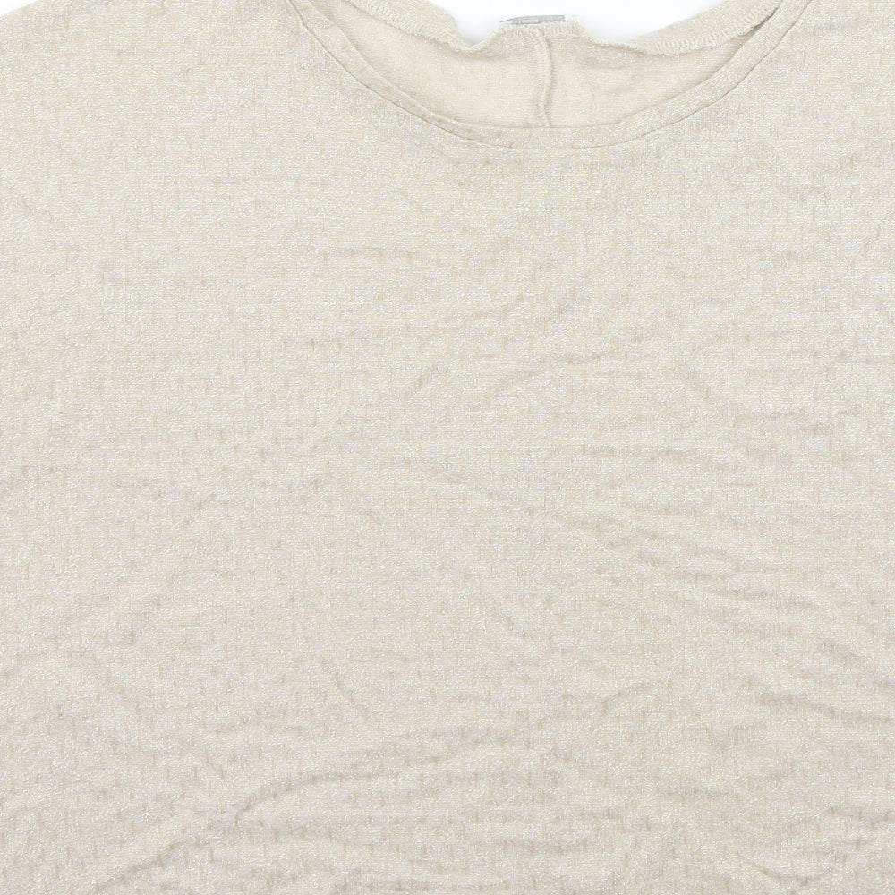 Womens UK Size S Zara Beige Basic T-Shirt