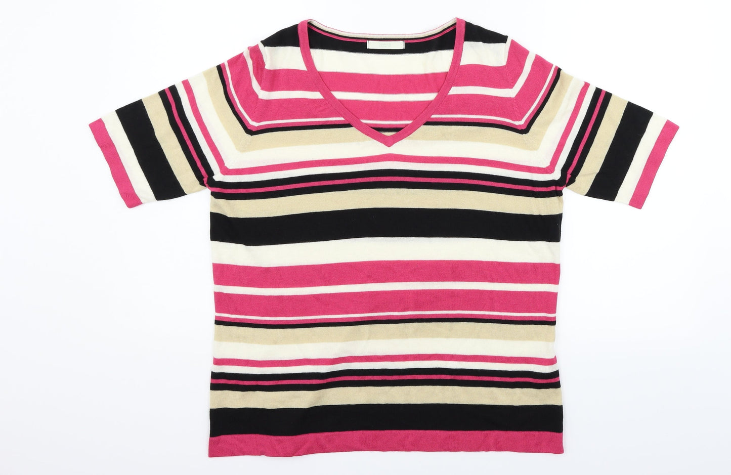 Marks and Spencer Womens Pink Striped  Pullover Jumper Size 16